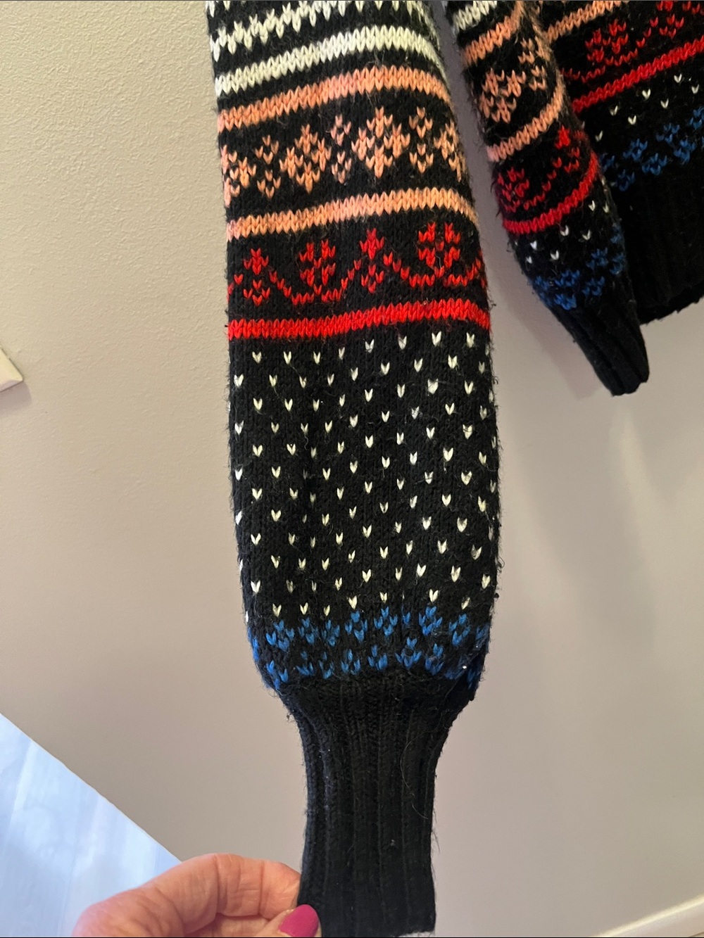 American Eagle turtleneck Knit Sweater in Black with Multi-Color Stripes - Picture 4 of 4